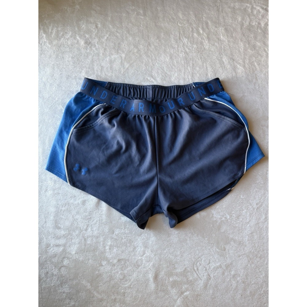 Under Armour Loose Shorts Womens L Blue Athletic Elastic waist pockets Running